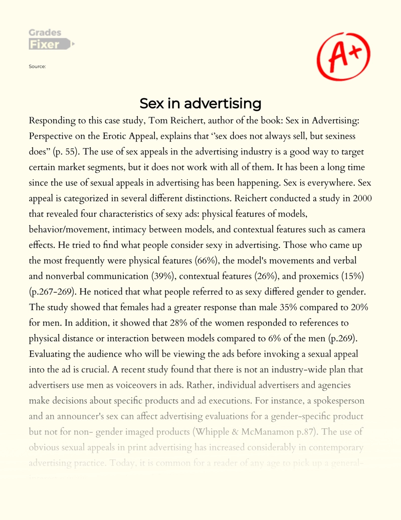 Sex as a Tool in Advertising Essay