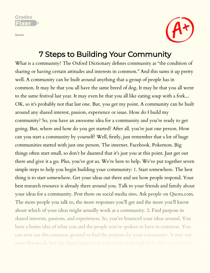 7 Steps to Building Your Community Essay