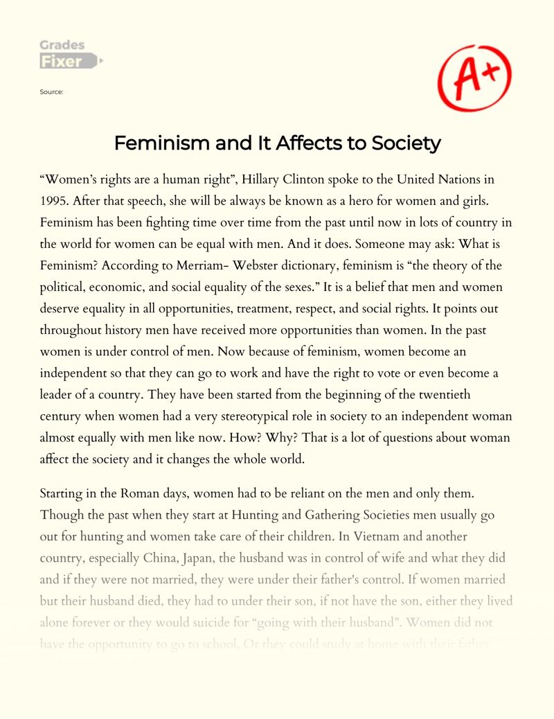 Feminism and Its Effect on Society essay