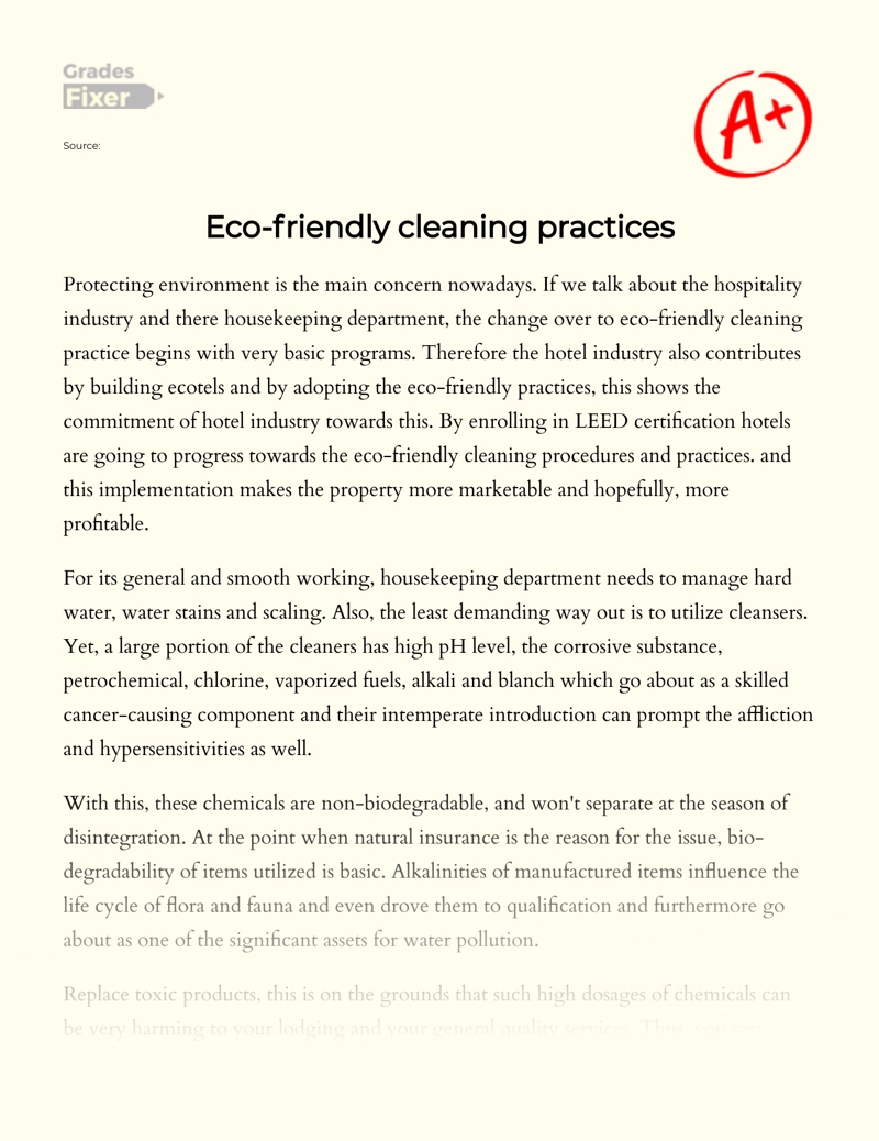 Eco-friendly Cleaning Practices Essay