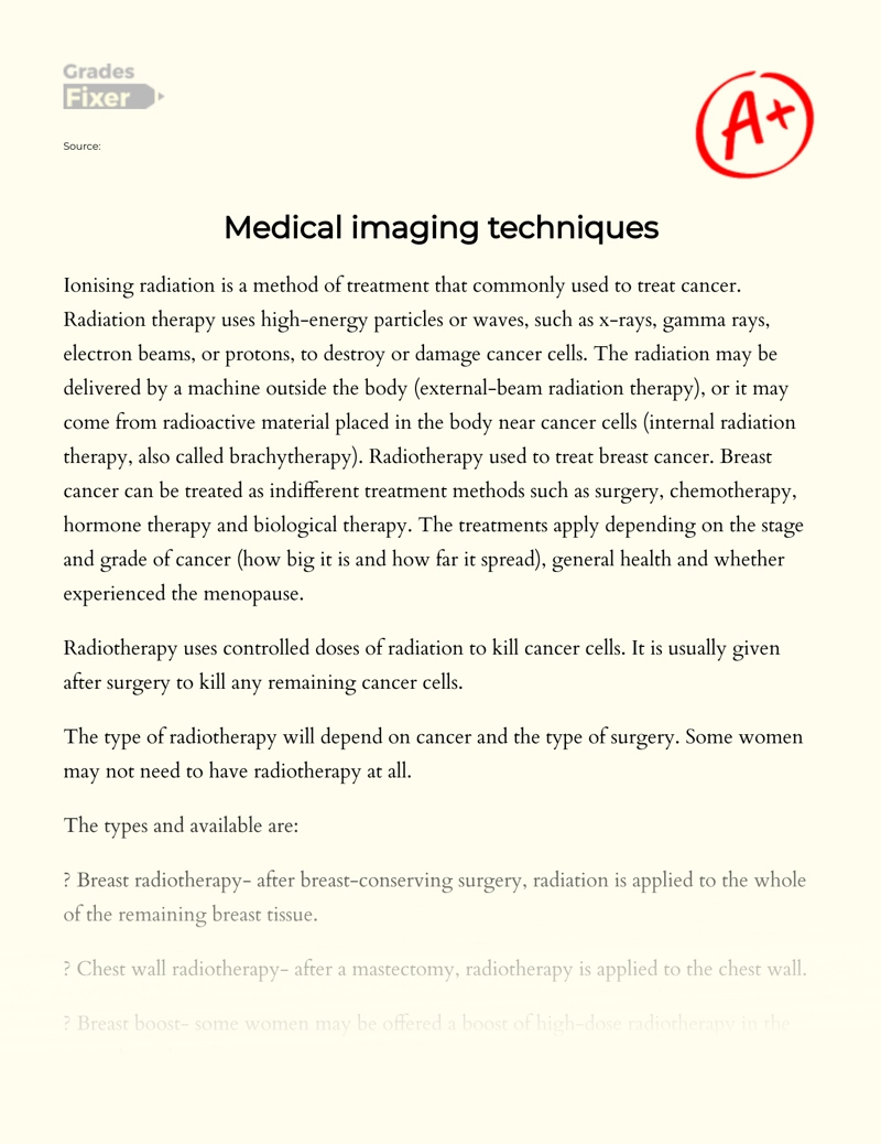 Medical Imaging Techniques Essay
