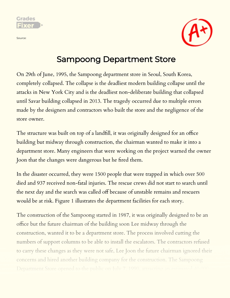 The Collapse of Sampoong Department Store Essay