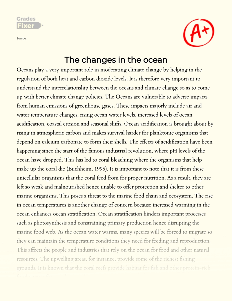 The Changes in The Ocean: Cause and Effect Essay