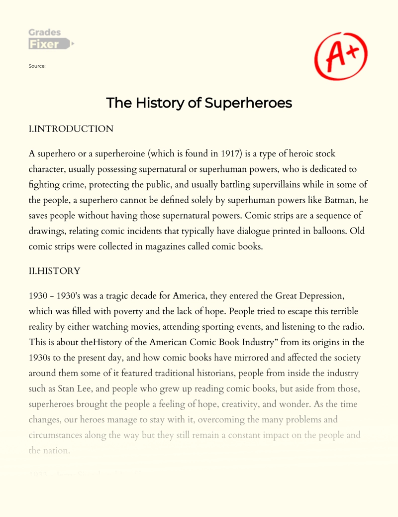 The History of Superheroes Essay