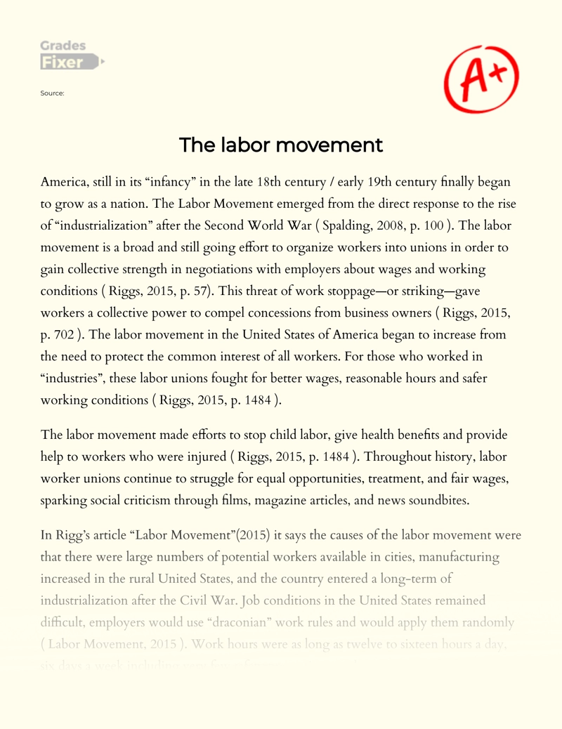 The Labor Movement essay