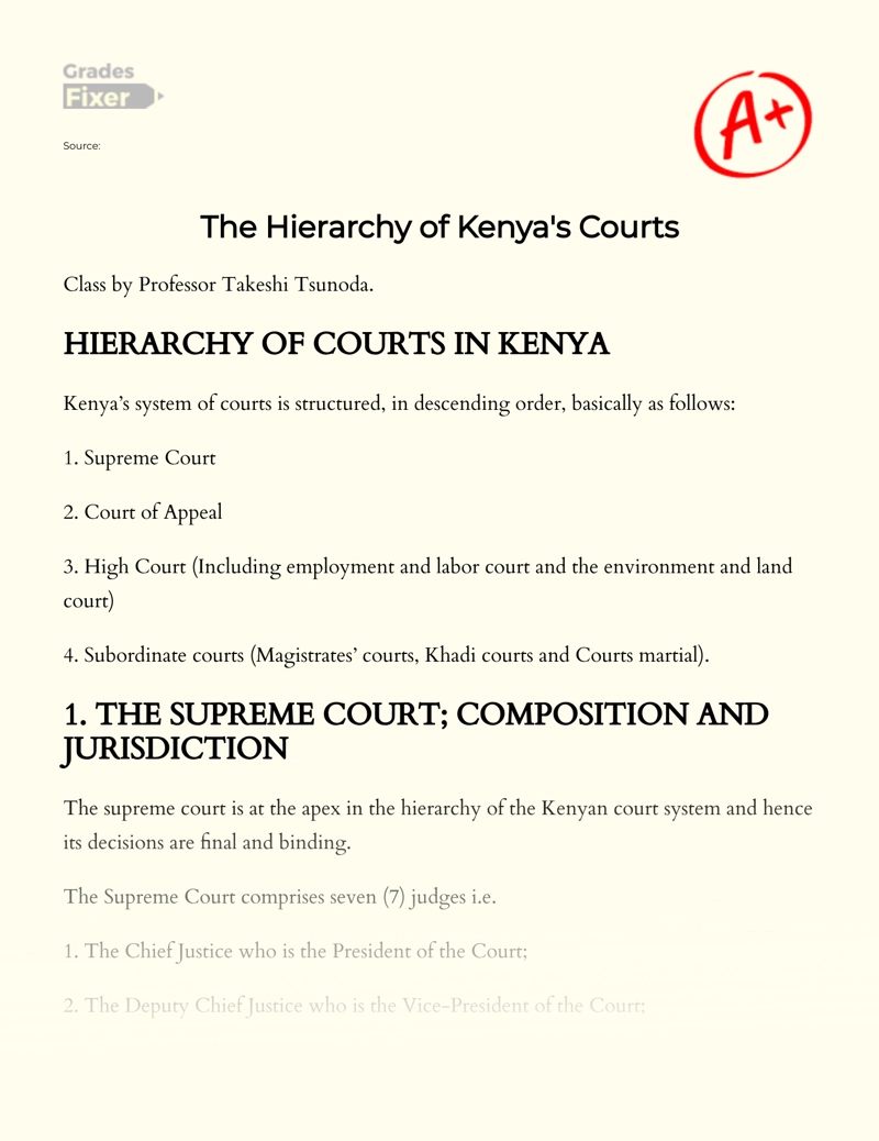 The Hierarchy of Kenya's Courts Essay