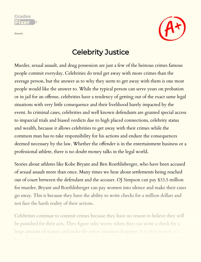 Debating The Role of Celebrity in The System Essay