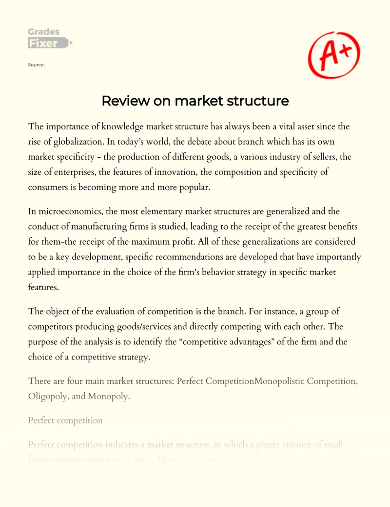 Review on Market Structure essay