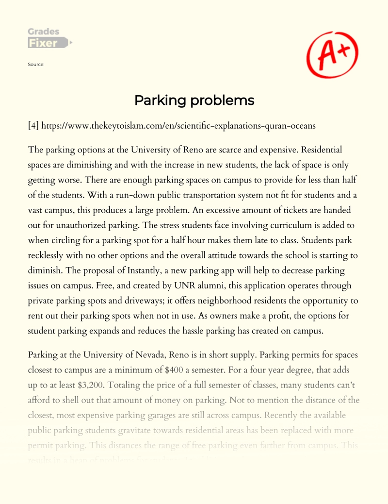 Parking Problems Essay