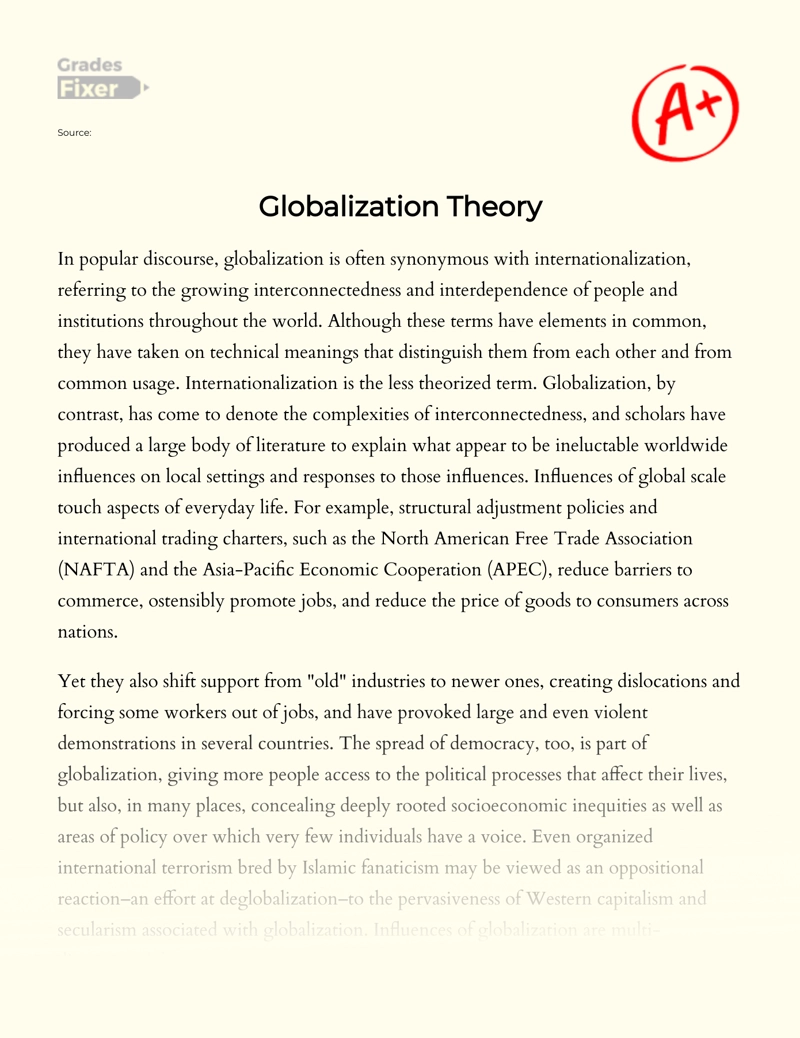The Place of Globalization Theory in Education System  essay