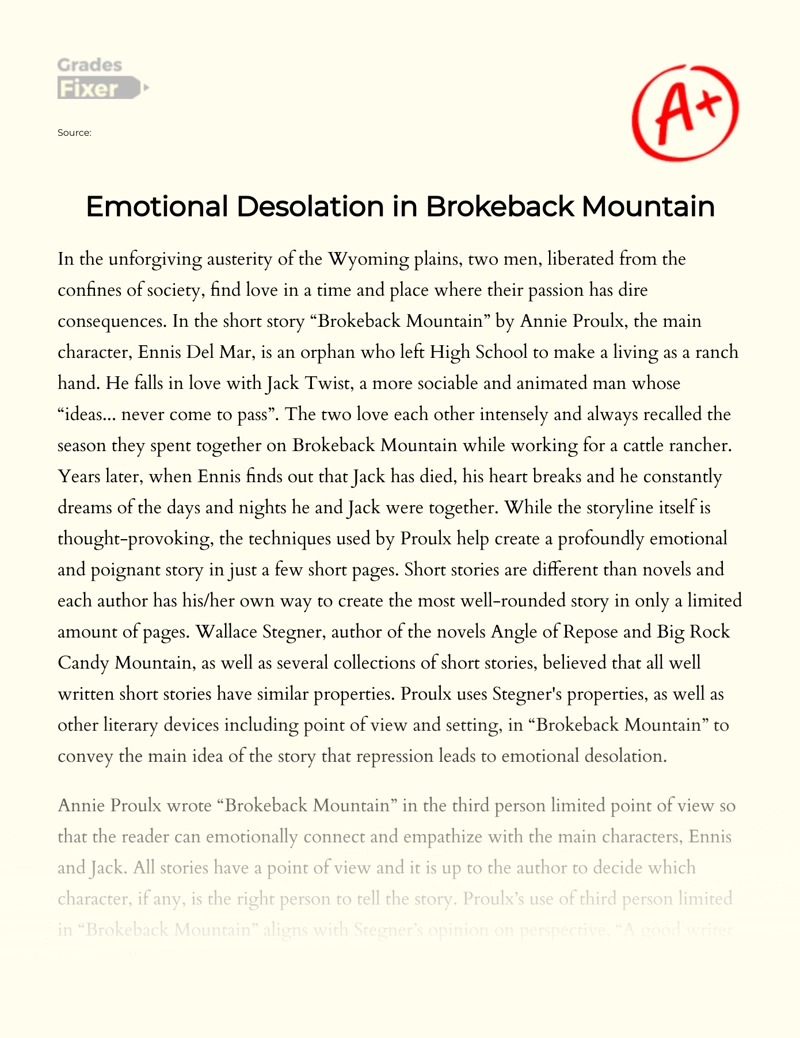 Emotional Desolation in Brokeback Mountain essay