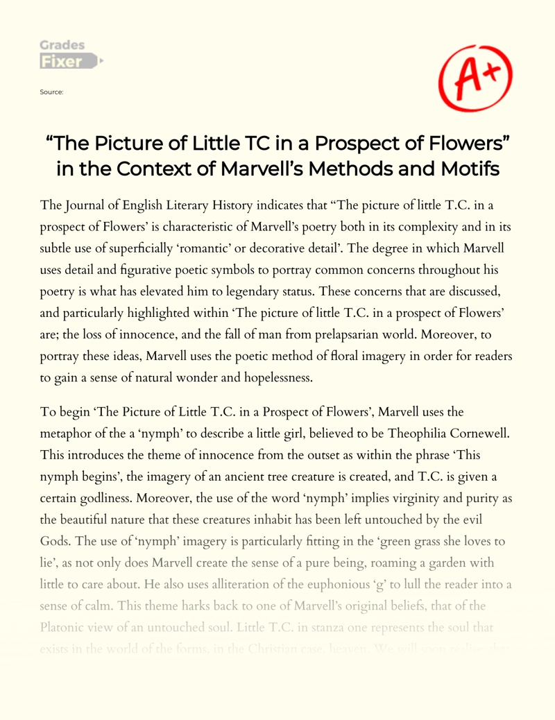 "The Picture of Little Tc in a Prospect of Flowers" in The Context of Marvell’s Methods and Motifs essay