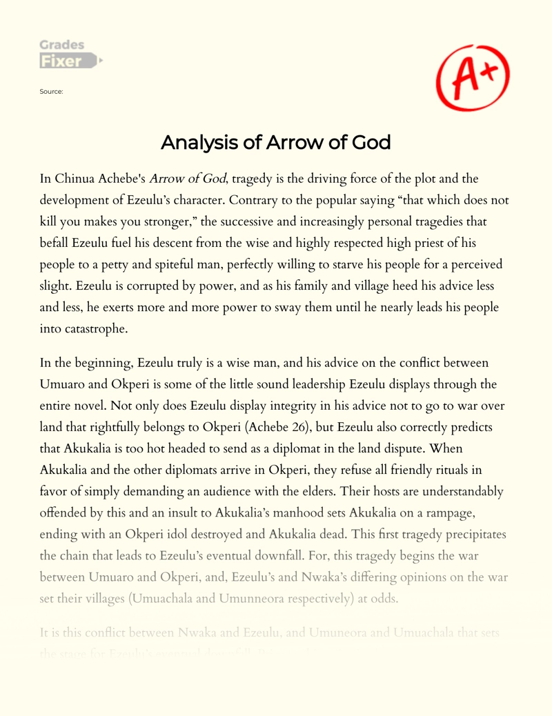 Analysis of Arrow of God Essay