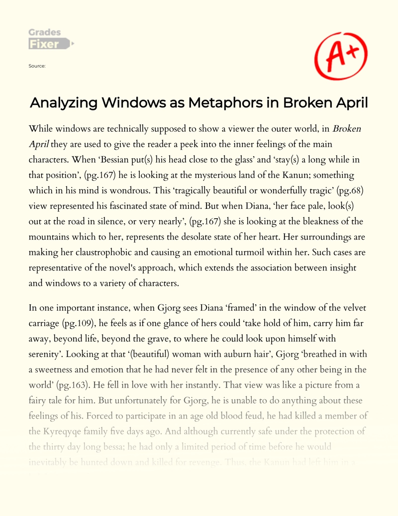 Analyzing Windows as Metaphors in Broken April Essay