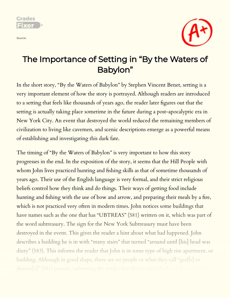 The Importance of Setting in "By The Waters of Babylon" essay