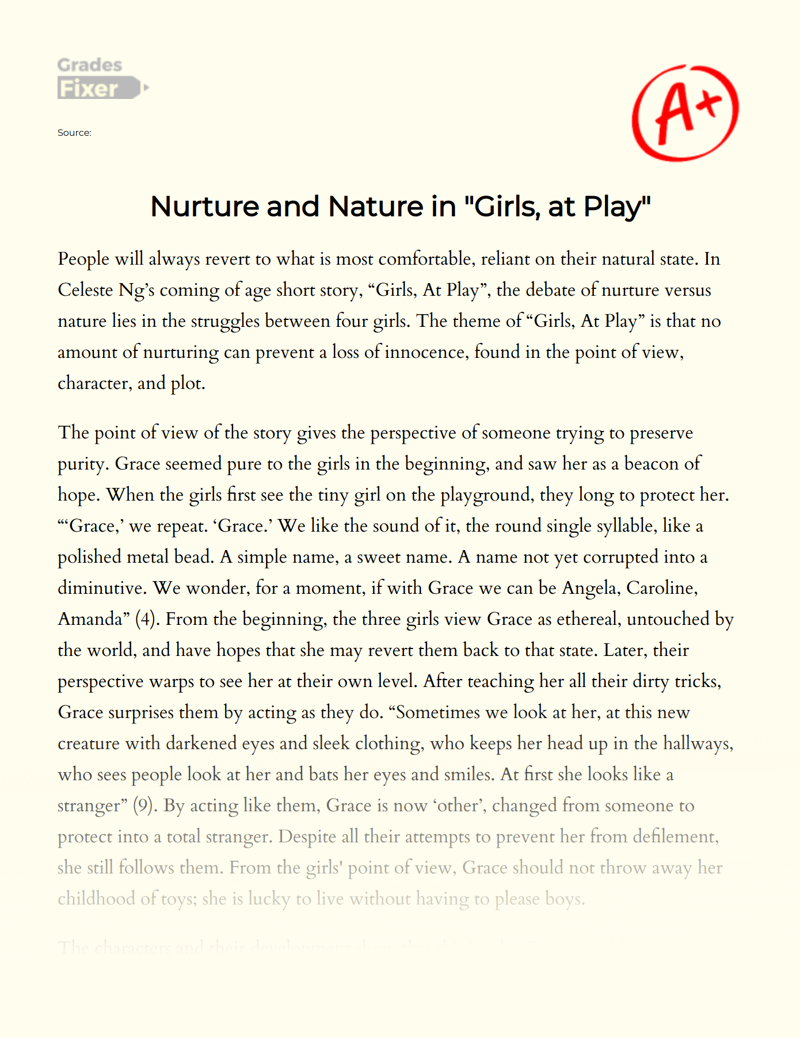 Nurture and Nature in "Girls, at Play" Essay