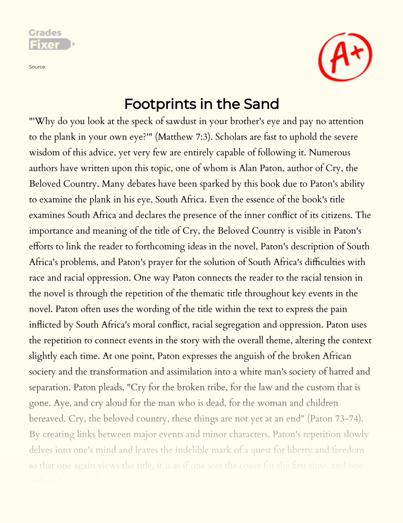 Footprints in The Sand Essay