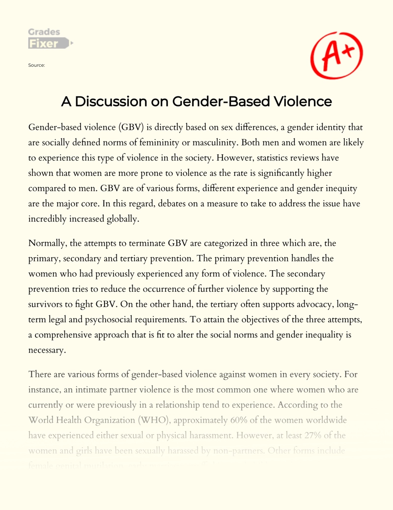 essay gender based violence speech for school students