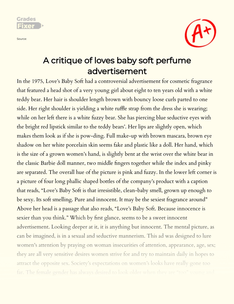 A Critique of Loves Baby Soft Perfume Advertisement essay