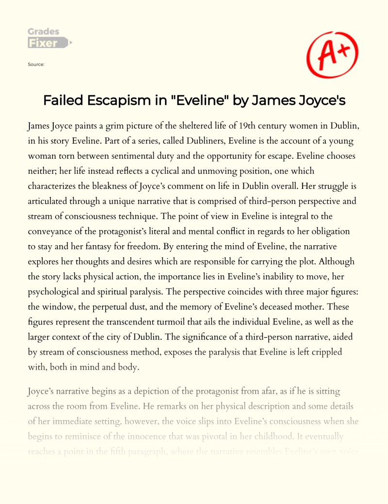 Failed Escapism in "Eveline" by James Joyce's  Essay