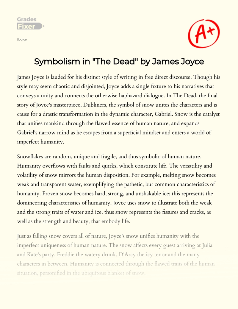 Symbolism in "The Dead" by James Joyce Essay