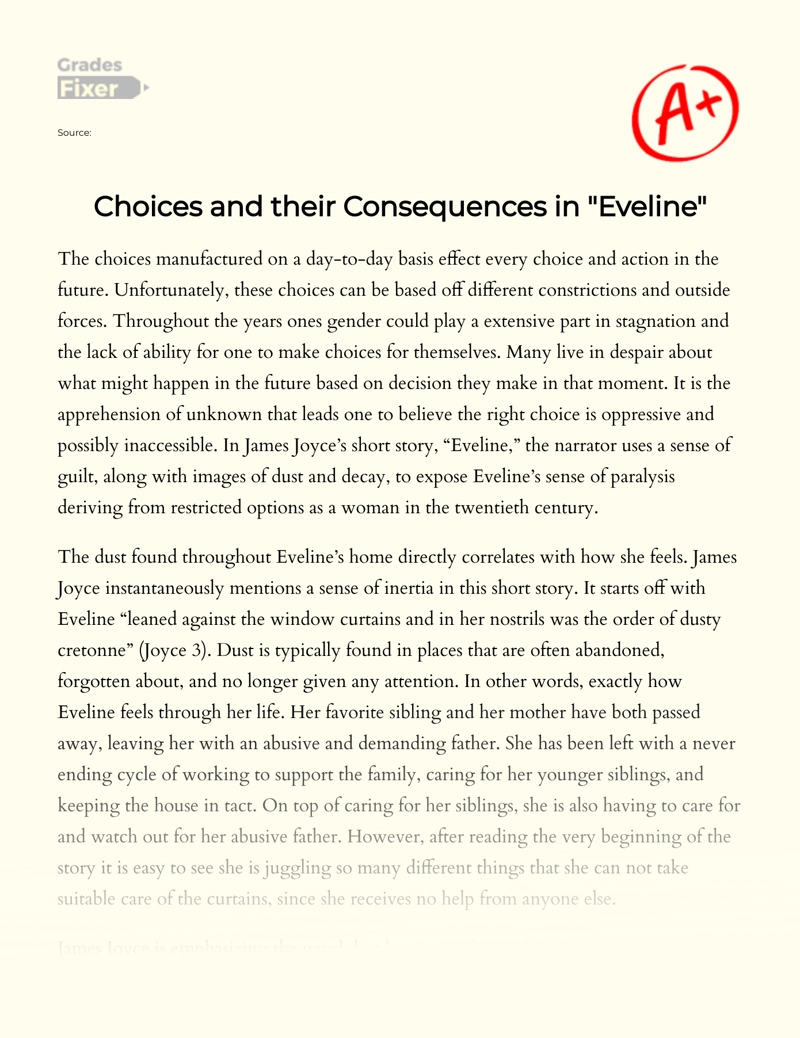 Choices and Their Consequences in "Eveline" Essay