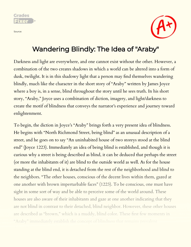 Wandering Blindly: The Idea of "Araby"  Essay