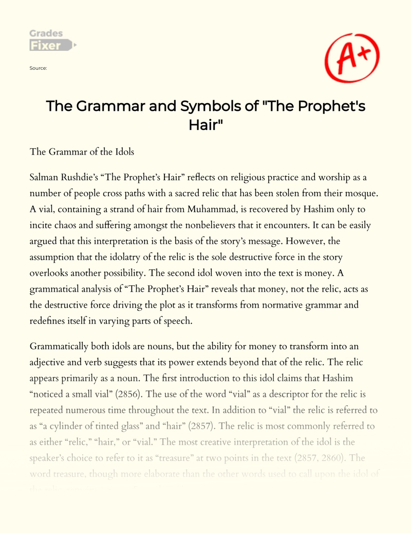 The Grammar and Symbols of "The Prophet's Hair" Essay