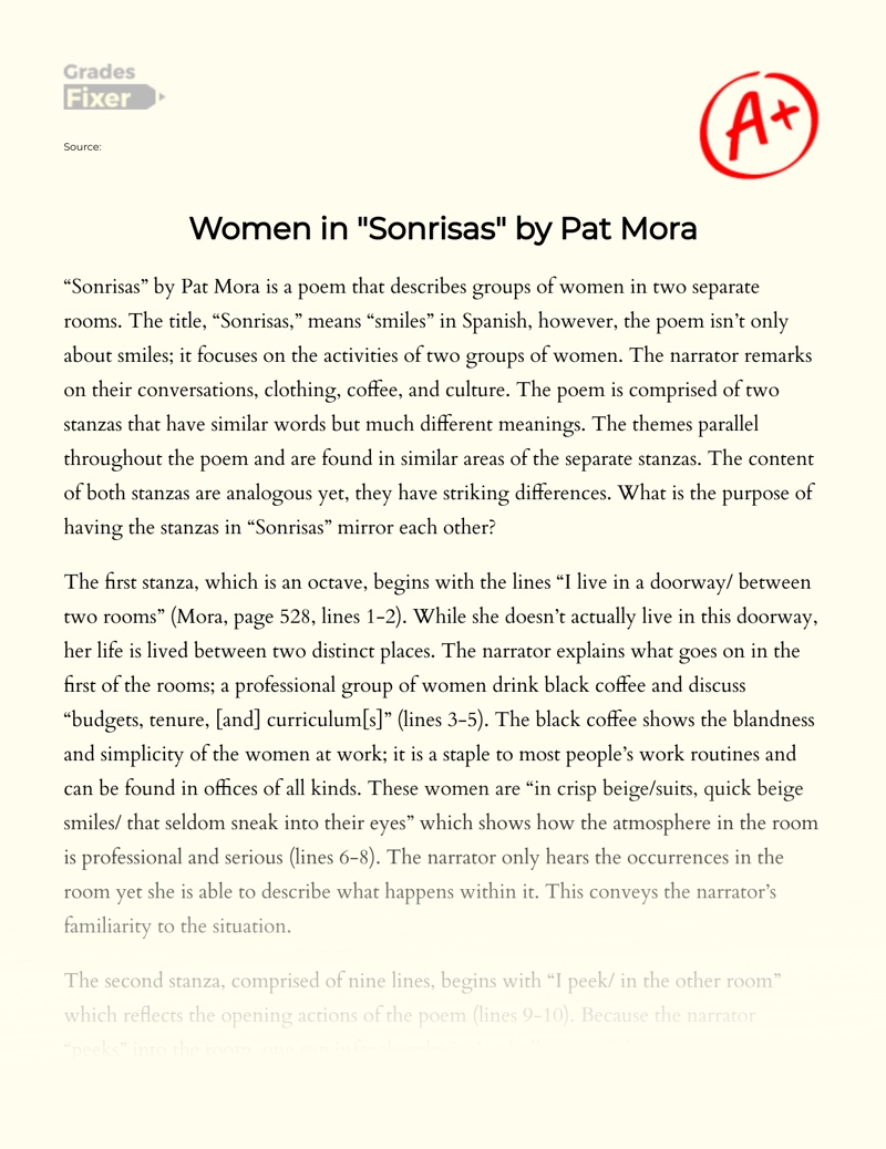 Women in "Sonrisas" by Pat Mora Essay