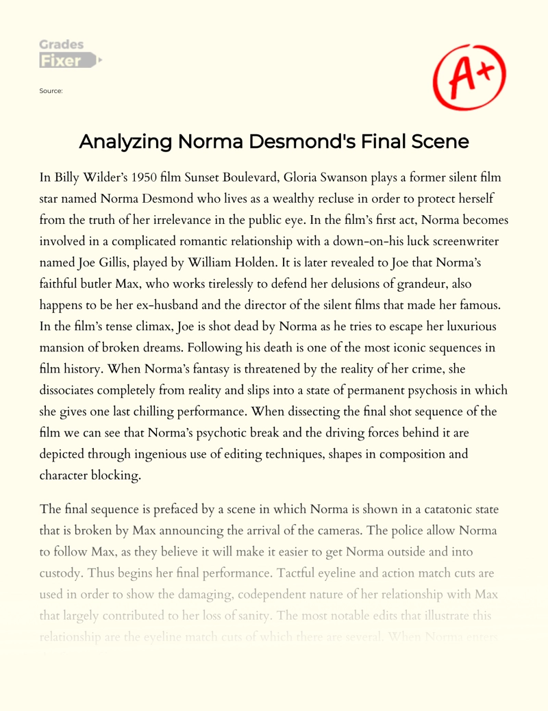 Analyzing Norma Desmond's Final Scene Essay
