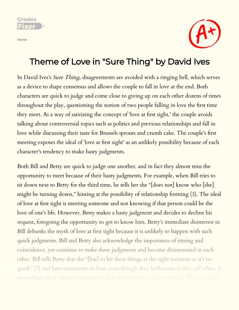 Theme of Love in "Sure Thing" by David Ives  Essay