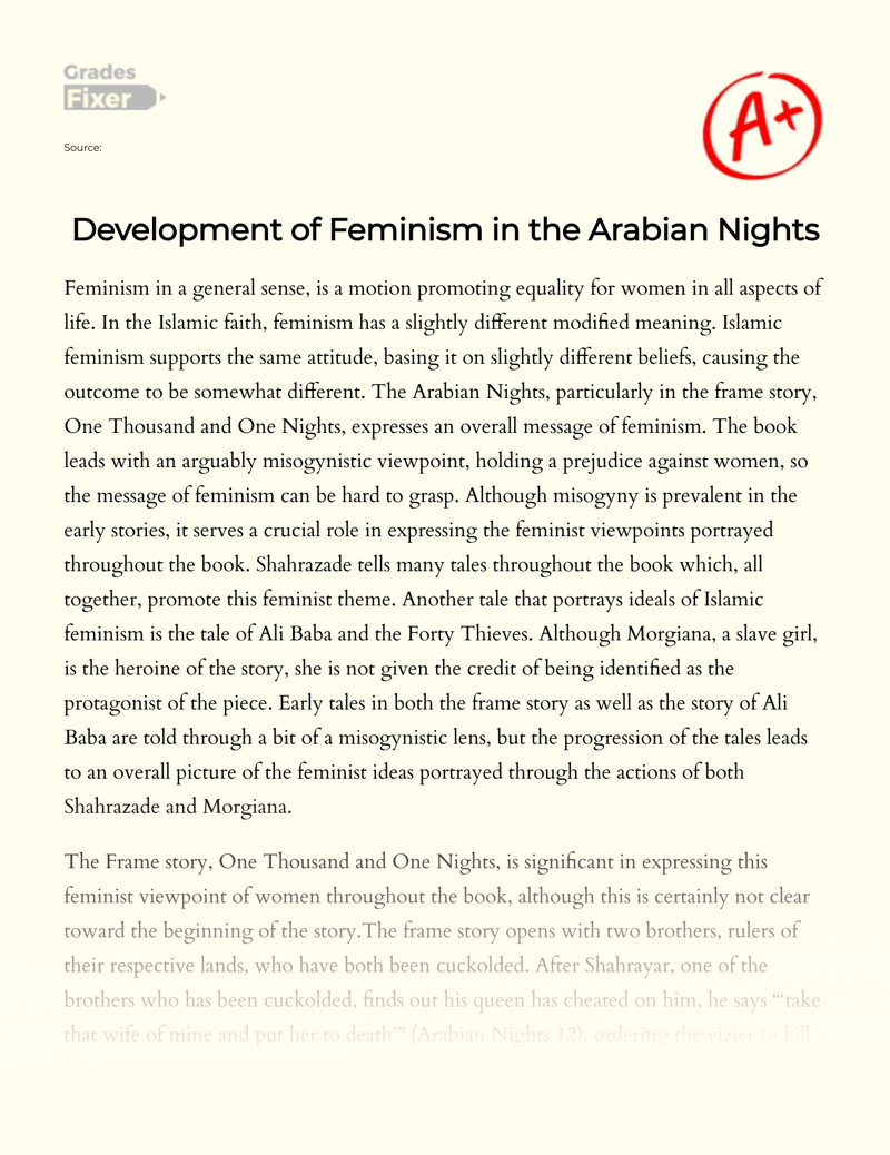 Development of Feminism in The Arabian Nights Essay