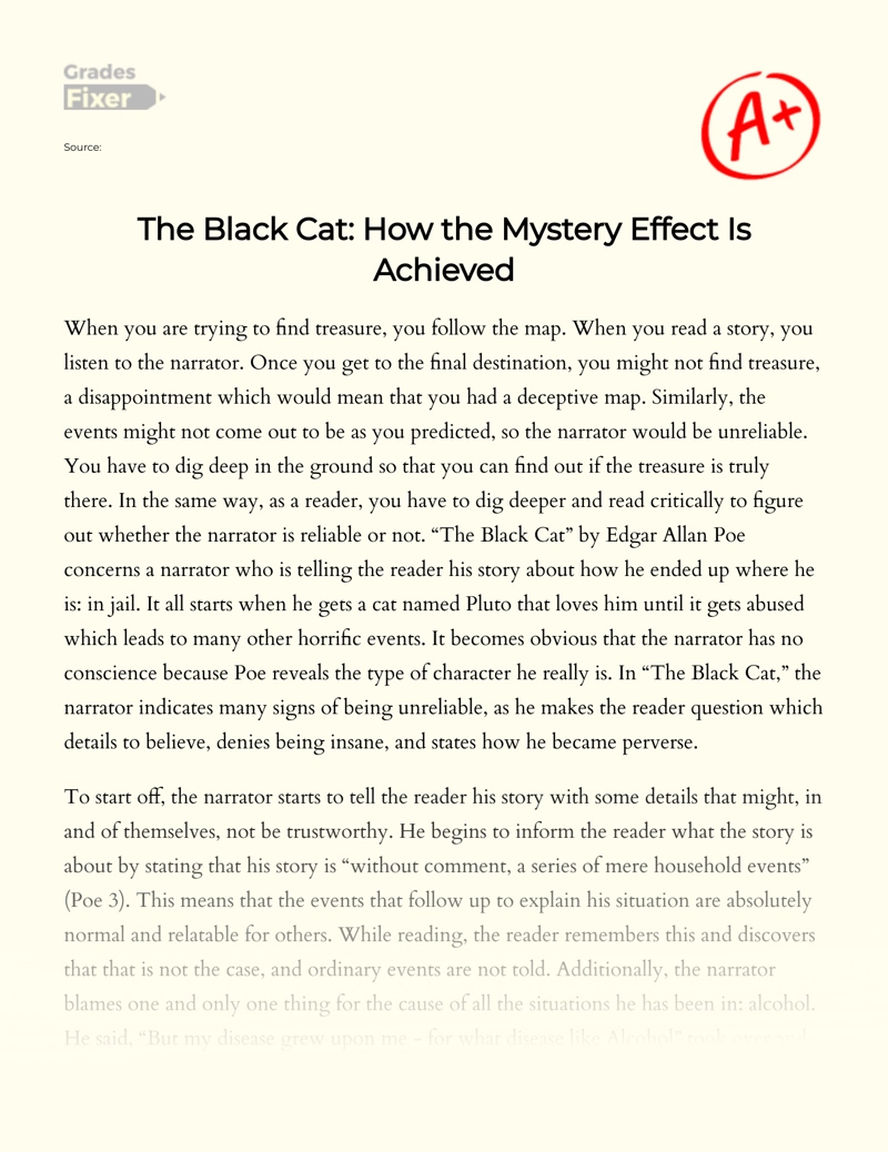 The Black Cat: How The Mystery Effect is Achieved essay