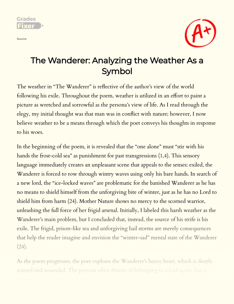 The Wanderer: Analyzing The Weather as a Symbol Essay