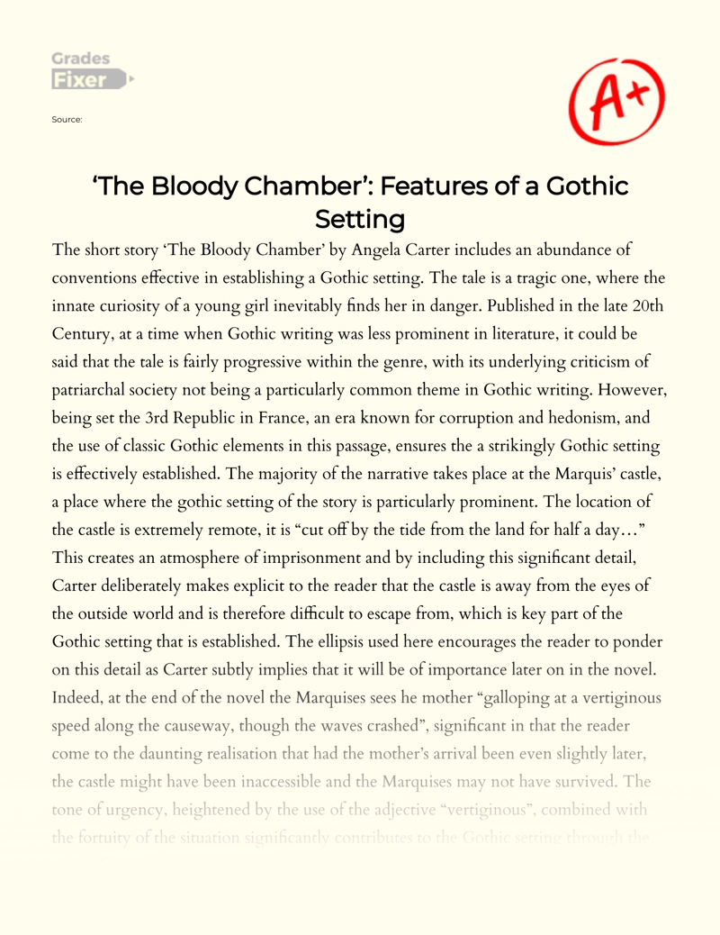 "The Bloody Chamber": Features of a Gothic Setting Essay