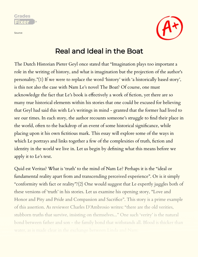 Real and Ideal in The Boat Essay