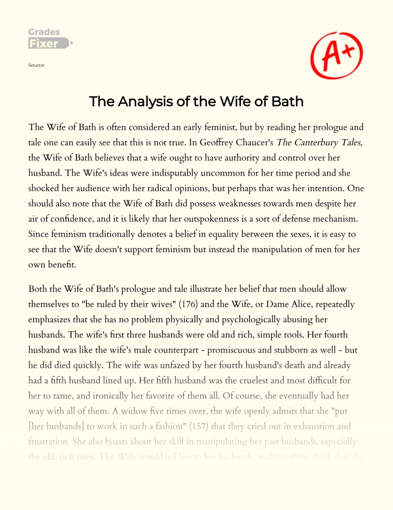 The Analysis of The Wife of Bath Essay