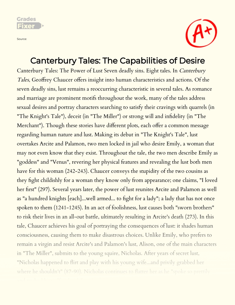 Canterbury Tales: The Capabilities of Desire Essay