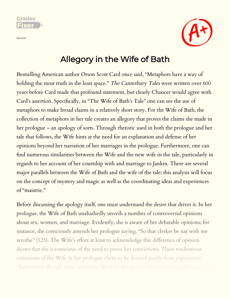Allegory in The Wife of Bath Essay
