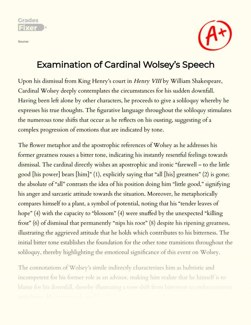cardinal wolsey shakespeare