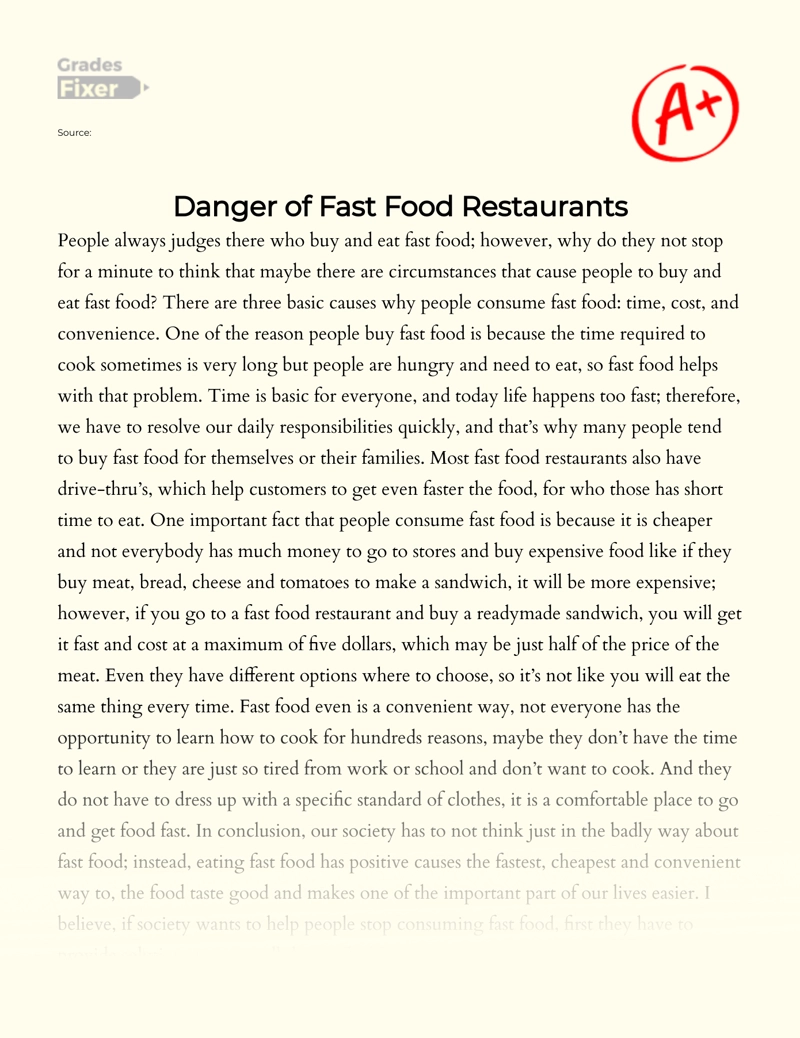 why fast food is popular essay