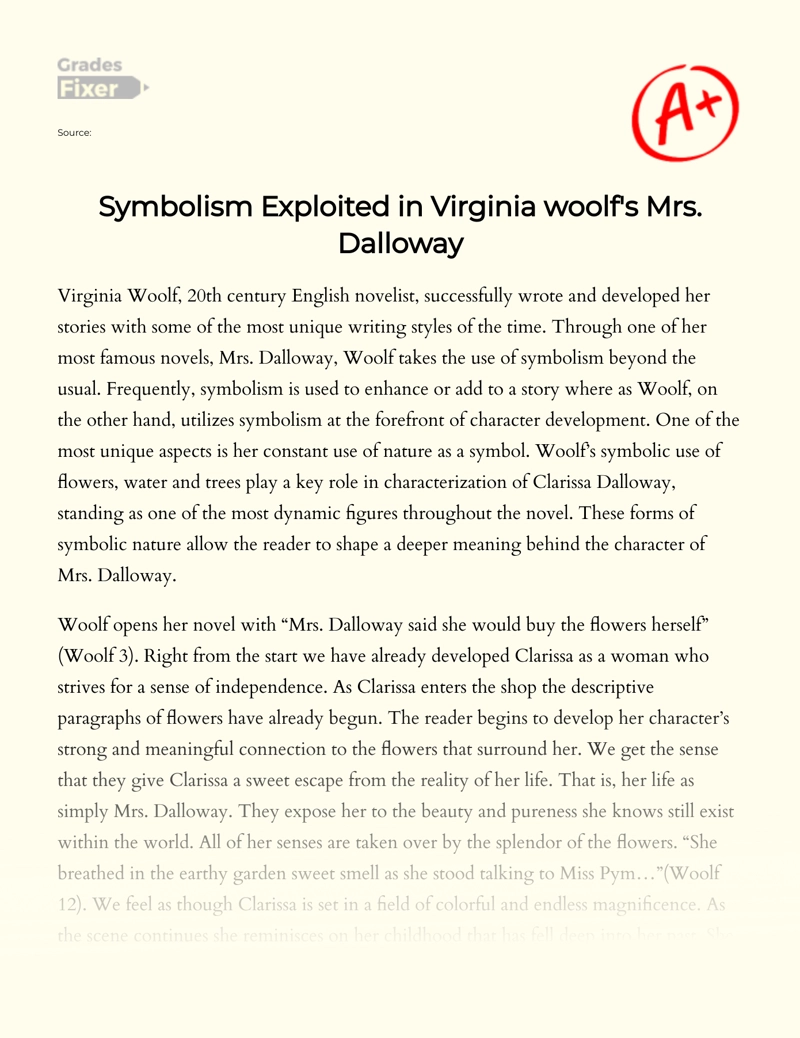 Symbolism Exploited in Virginia Woolf's Mrs. Dalloway Essay
