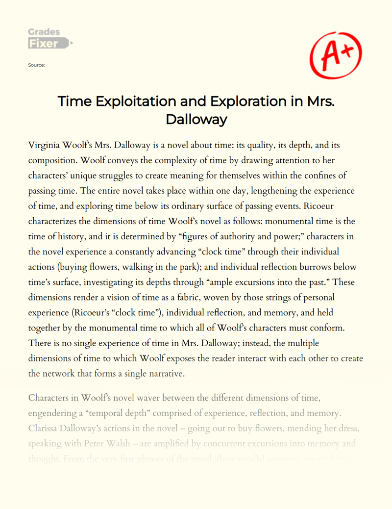 Time Exploitation and Exploration in Mrs. Dalloway Essay