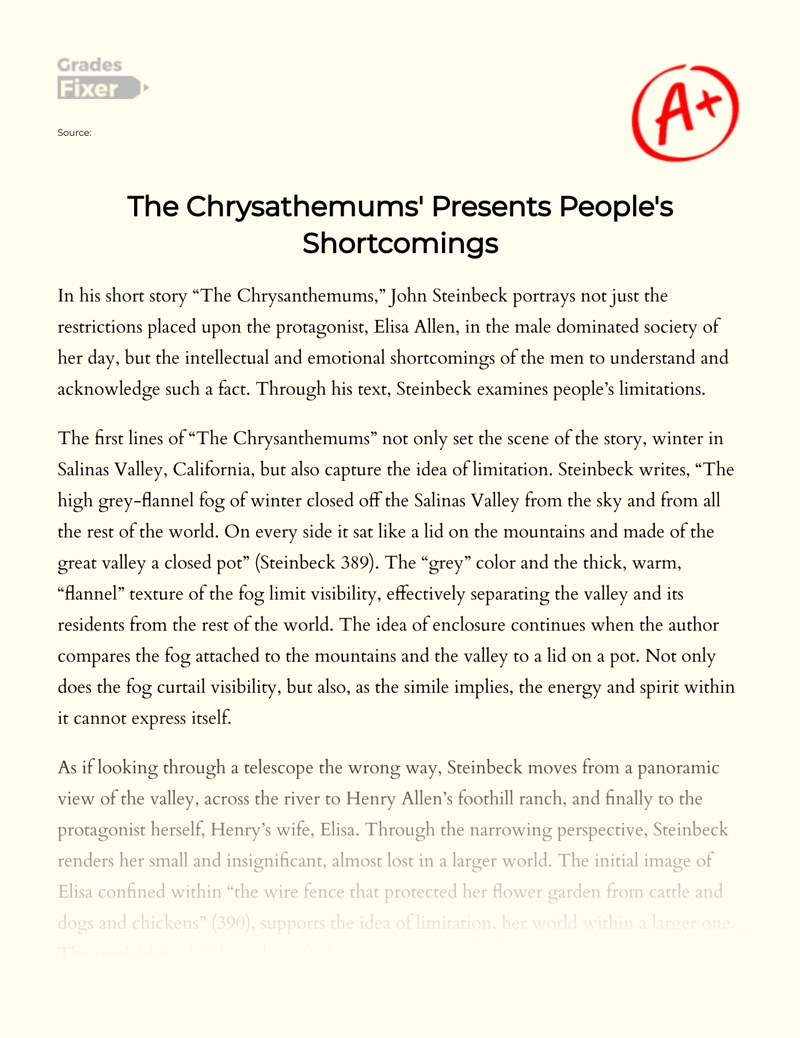 The Chrysathemums' Presents People's Shortcomings essay