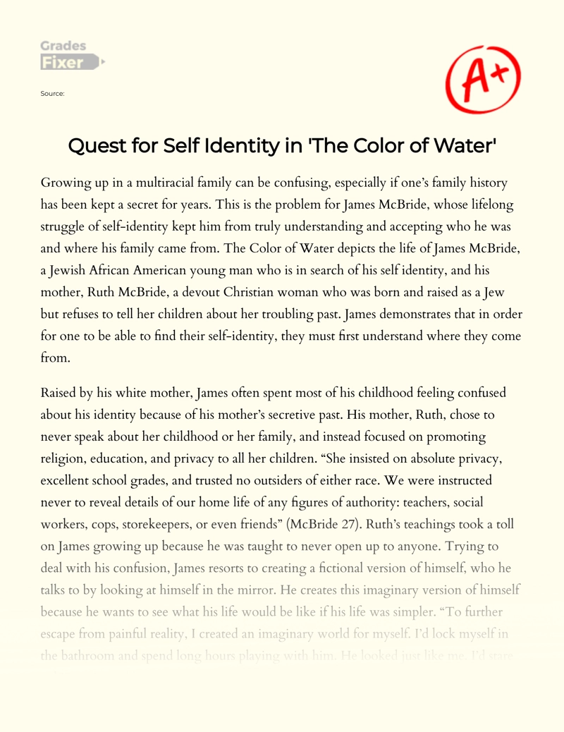 Quest for Self Identity in 'The Color of Water' essay