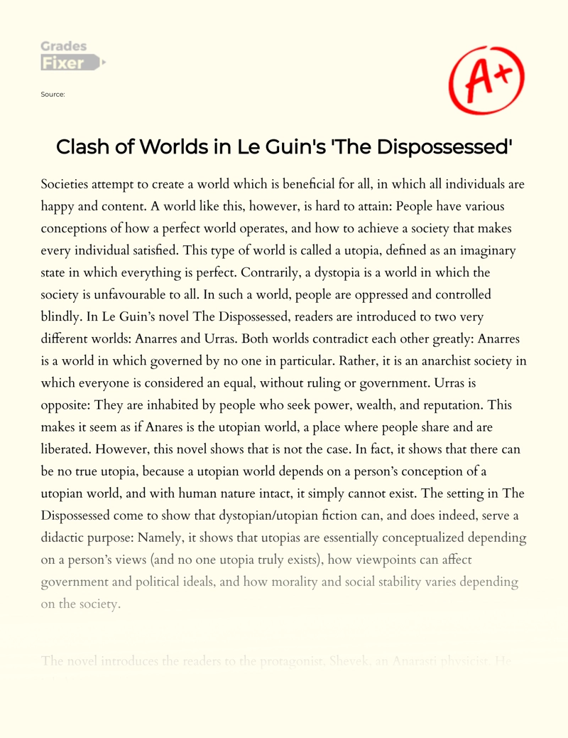 Clash of Worlds in Le Guin's "The Dispossessed" Essay