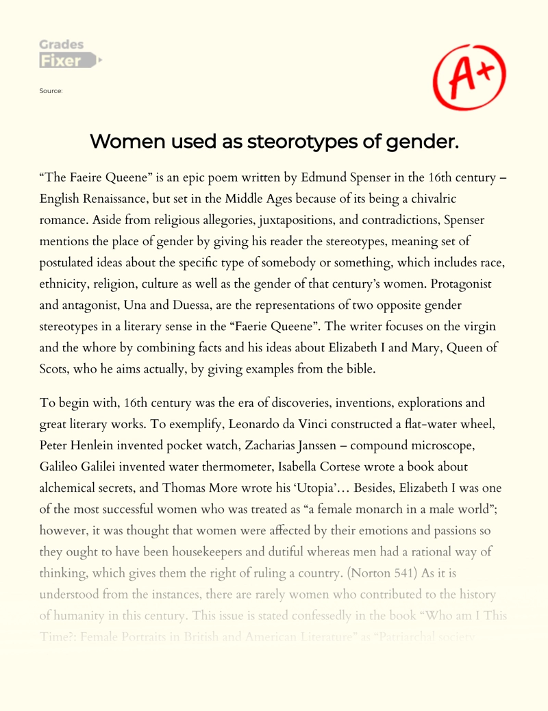 Women Used as Stereotypes of Gender Essay