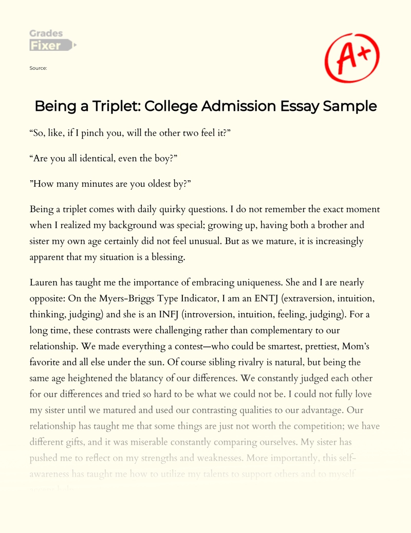 How It Feels to Be a Triplet: Lessons of Patience and Leadership Essay