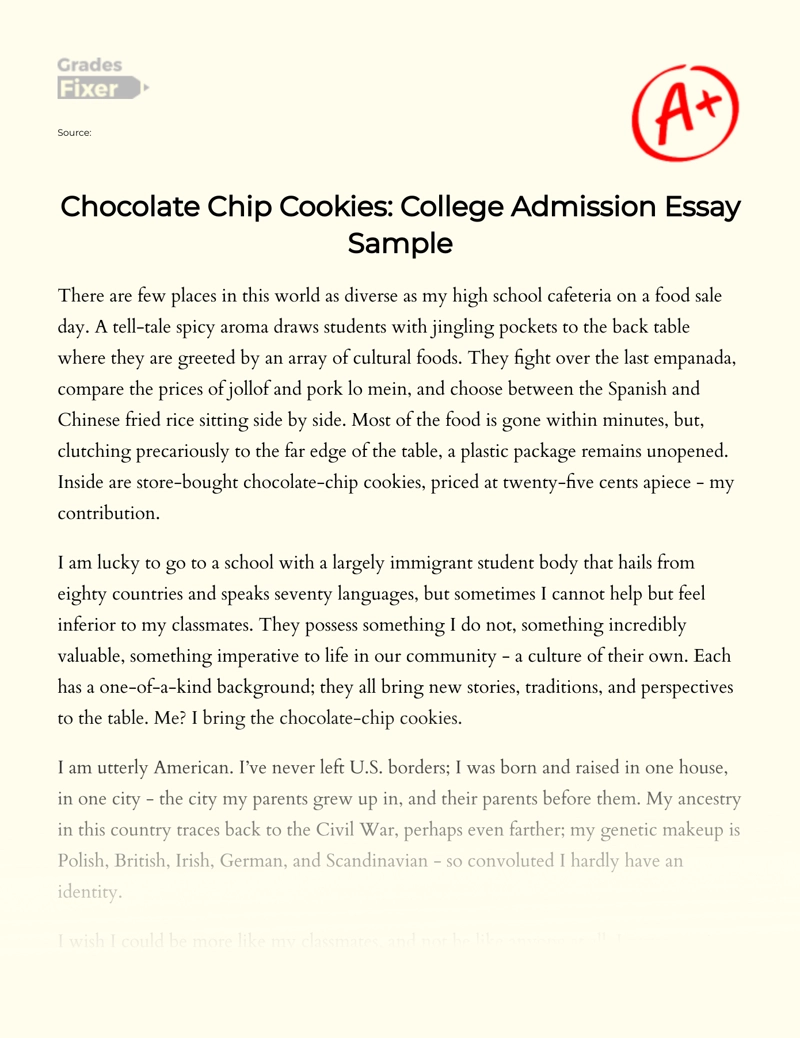 Chocolate Chip Cookies as a Part of My Culture Essay