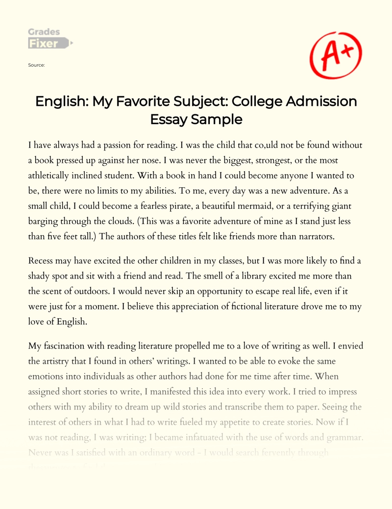 What is My Favorite Subject in School and Why Essay